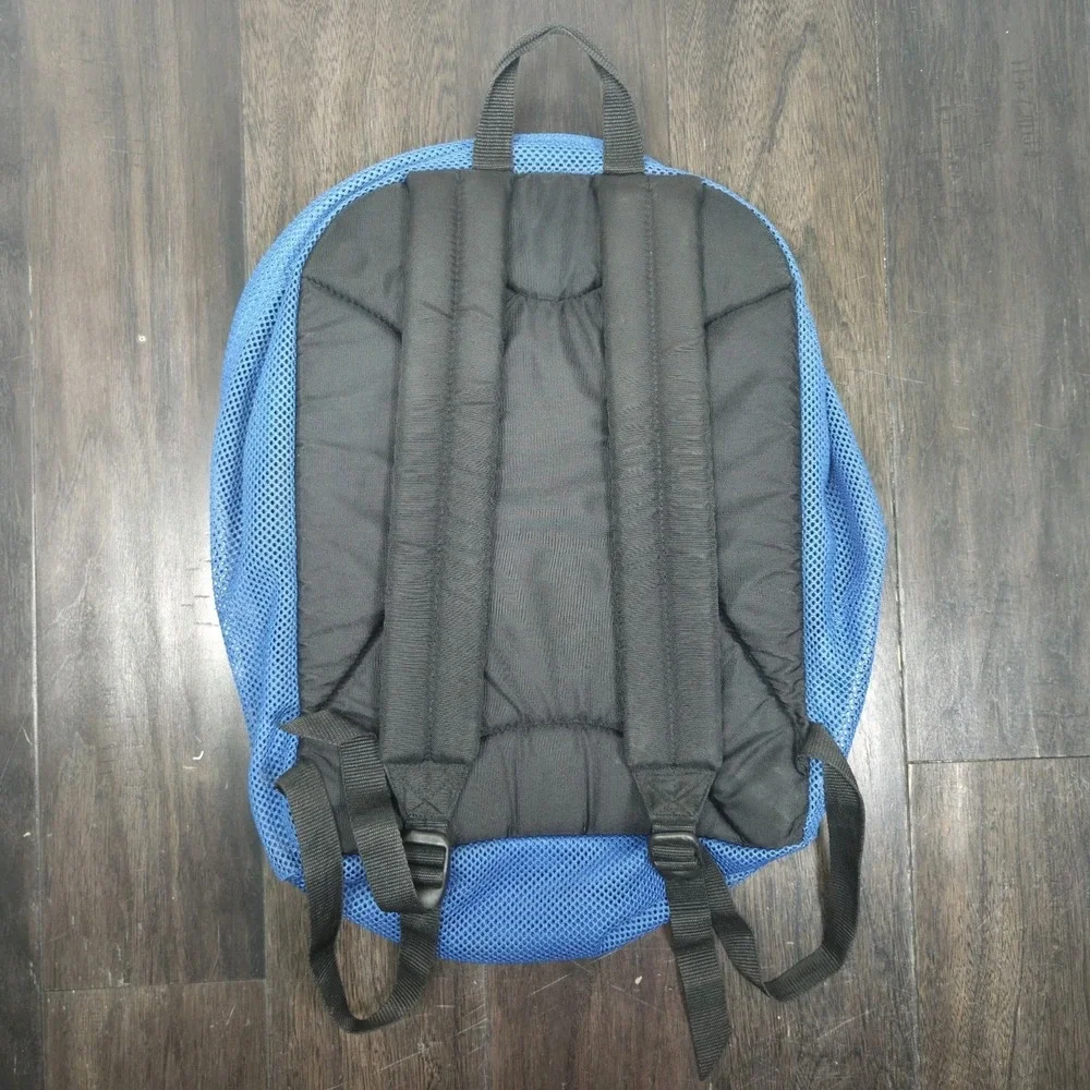 VTG Eastpak Made in USA Full Mesh See-Through Blue Backpack Festival Rave Street